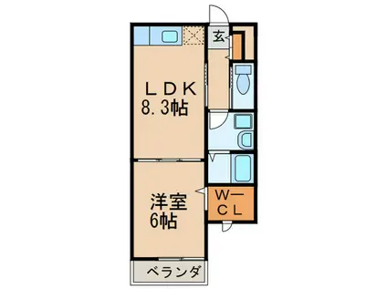 フェリーチェ二島(1LDK/2階)の間取り写真