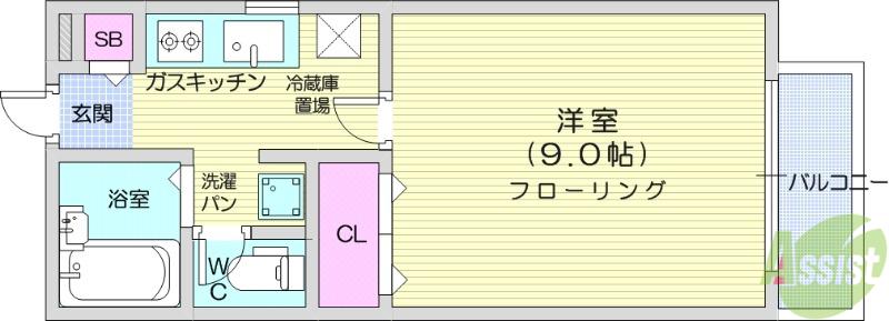プリマベーラ上杉(1K/1階)の間取り写真