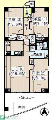 リブレスト川崎(3LDK/4階)の間取り写真
