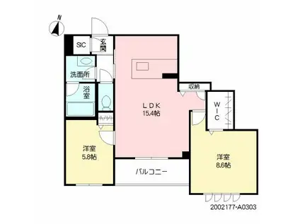 大濠パークレジデンス(2LDK/3階)の間取り写真