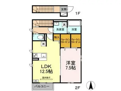セジュール桂II(1LDK/2階)の間取り写真