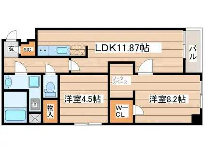 ヴェルビュー川平(2LDK/2階)の間取り写真