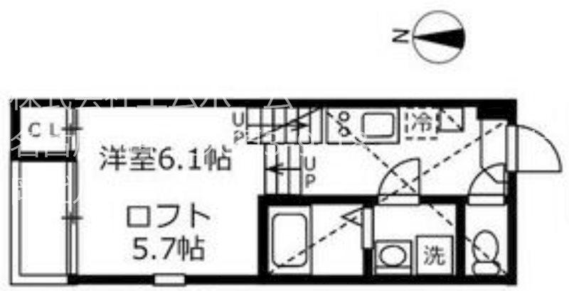 ハーモニーテラス鶴田II(1K/2階)の間取り写真