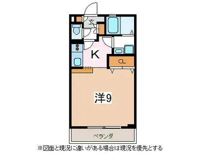 ウエスト島立(1K/3階)の間取り写真