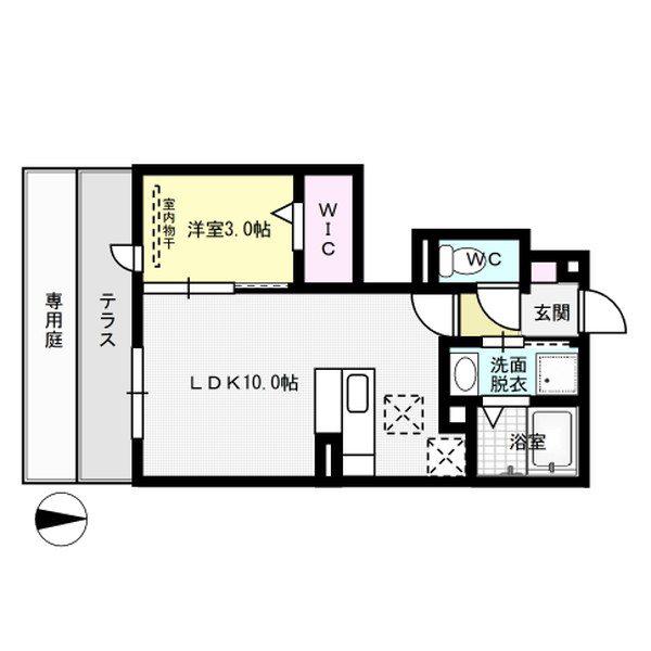 第5アヴェニュー(1LDK/1階)の間取り写真