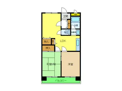 ラグジェレディK壱号館(2LDK/3階)の間取り写真