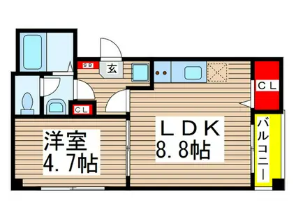 LALA3710(1LDK/3階)の間取り写真
