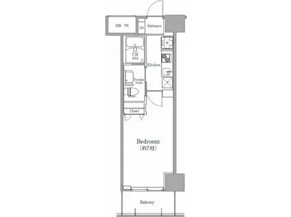 エルプレイス京橋(1K/8階)の間取り写真