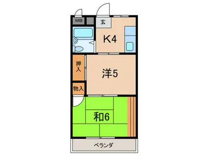 コーポいずみ(2K/4階)の間取り写真