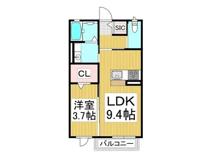 ミレニアムパレス豊野(1LDK/2階)の間取り写真