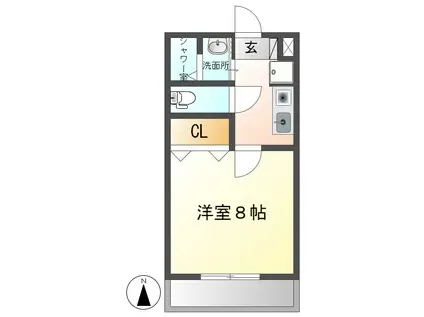 ラセールミス(1K/3階)の間取り写真