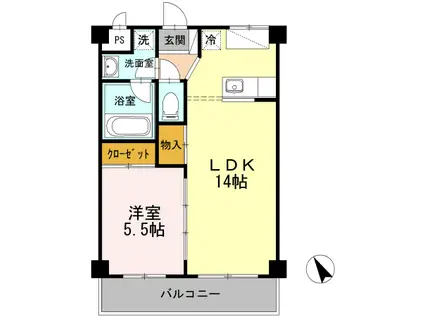 東急田園都市線 梶が谷駅 徒歩15分 6階建 築11年(1LDK/4階)の間取り写真
