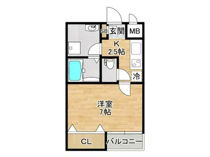 カーサ・セジオーネ(1K/2階)の間取り写真