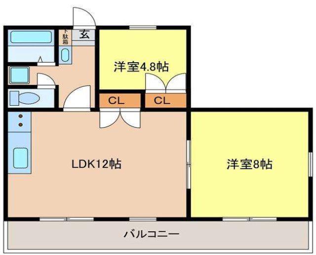 コンパスローズ白浜(2LDK/3階)の間取り写真