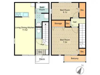 アルティアB(2LDK/1階)の間取り写真