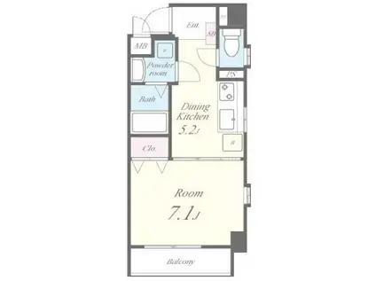 プラムガーデン(1DK/4階)の間取り写真