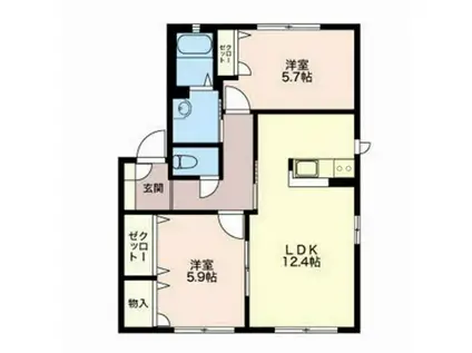 フォーレス壱番館・弐番館(2LDK/1階)の間取り写真