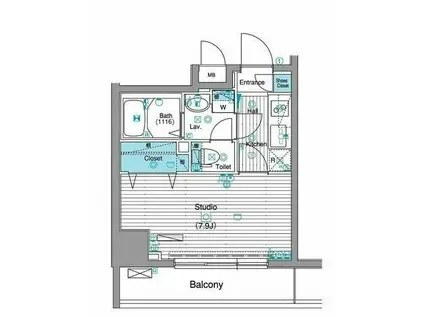 グランド・ガーラ銀座(1K/4階)の間取り写真