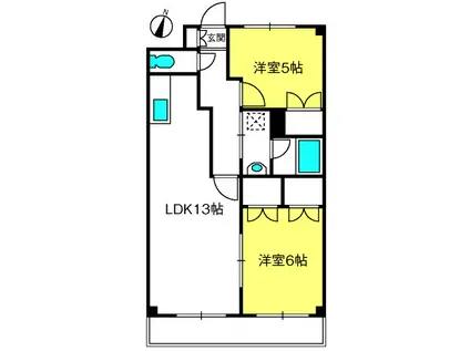 オーネスト(2LDK/4階)の間取り写真