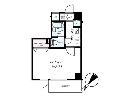 ARTESSIMO SHIMURASAKAUE(1K/3階)の間取り写真