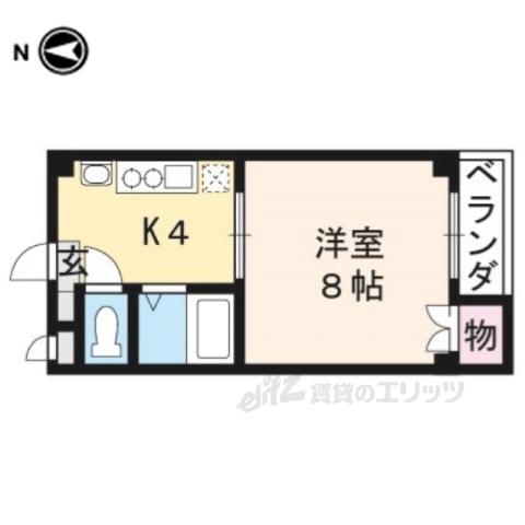カーサ清明(1K/2階)の間取り写真
