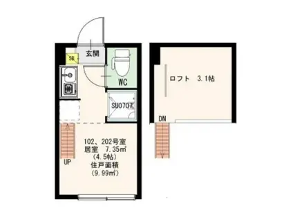 ラ・フォレスタ(ワンルーム/2階)の間取り写真