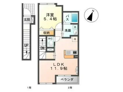 グレイスクリアー早時(1LDK/2階)の間取り写真