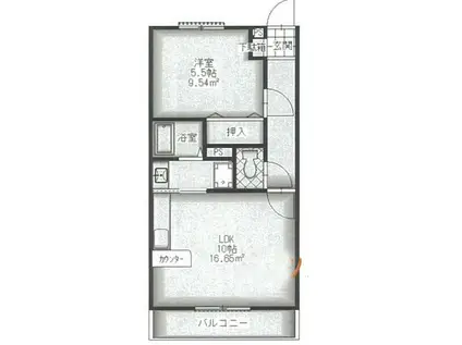 第23愛日ハイツ B106(1LDK/1階)の間取り写真