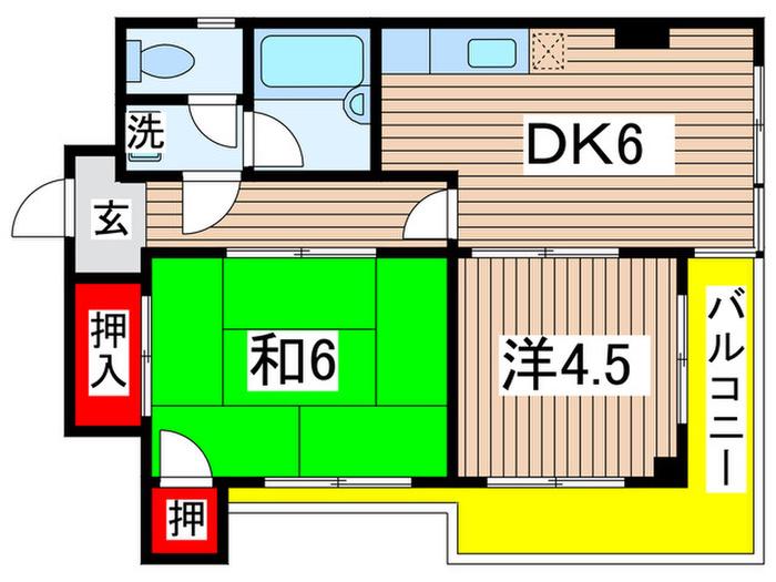 道場北マンション(2DK/2階)の間取り写真