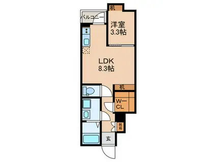 アクシス城南(1LDK/1階)の間取り写真