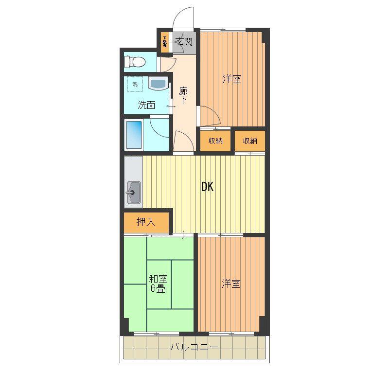 マンション田島(3DK/5階)の間取り写真
