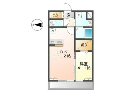 プレステージ 庭瀬 II(1LDK/1階)の間取り写真