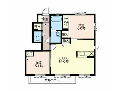 クレセオ・グリーン(2LDK/1階)の間取り写真