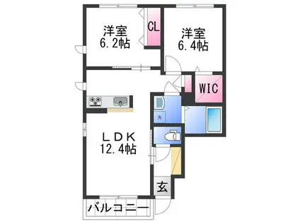 シャーメゾン紀三井寺II(2LDK/1階)の間取り写真