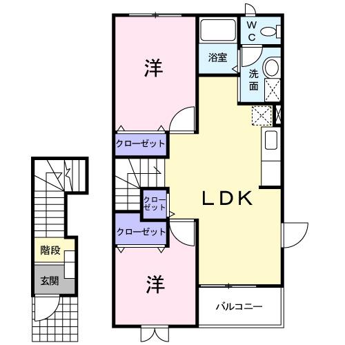 PLEASANT・MII(2LDK/2階)の間取り写真