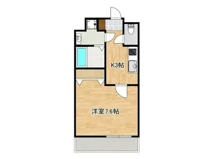 クロノス47黒髪(1K/2階)の間取り写真