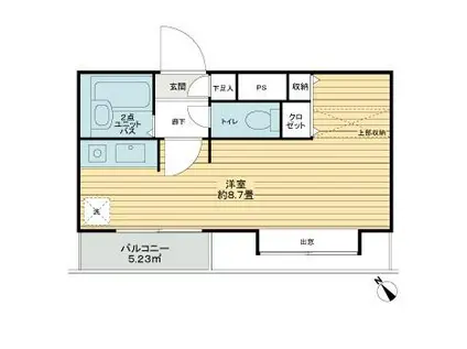 ライオンズマンション渋谷本町(ワンルーム/4階)の間取り写真