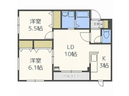 ARVITA発寒(2LDK/3階)の間取り写真