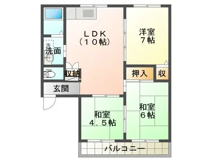 リトルリバーK(3LDK/1階)の間取り写真