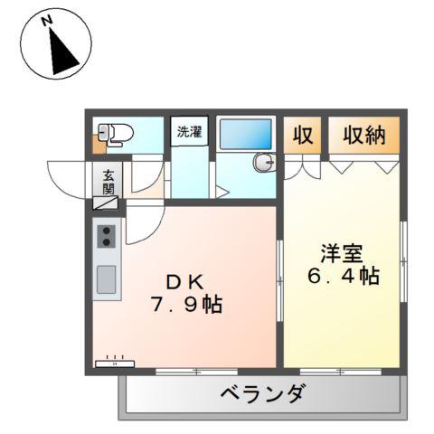 ベルナールビュッフェ(1DK/1階)の間取り写真