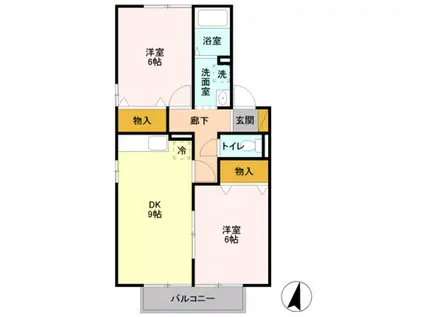 パーチェC(2LDK/1階)の間取り写真