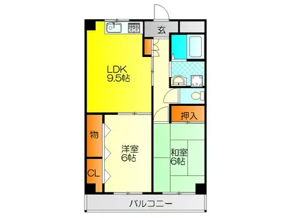 メゾンメルベイユ(2LDK/7階)の間取り写真