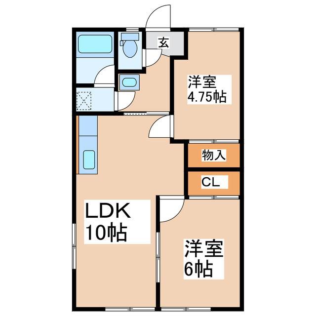 エコールハイツ(2LDK/2階)の間取り写真