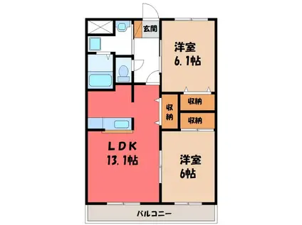 グリーンパークII(2LDK/2階)の間取り写真