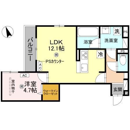 トリシア千躰(1LDK/3階)の間取り写真