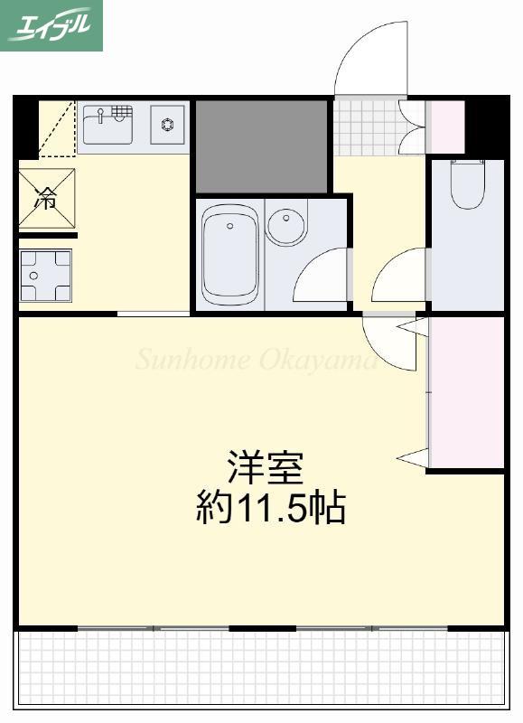 マローン京町(1K/8階)の間取り写真