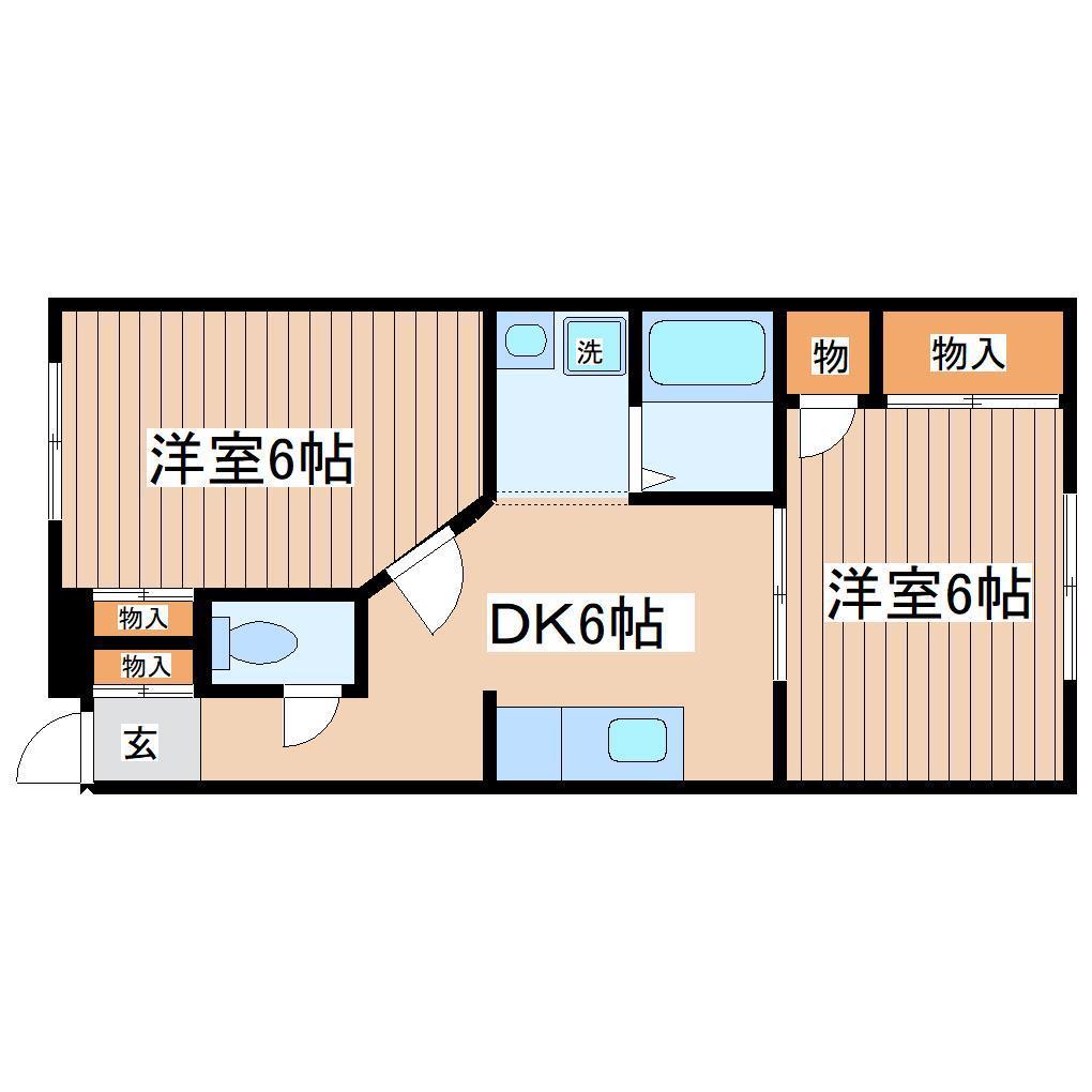 フェニックス福室(2DK/1階)の間取り写真