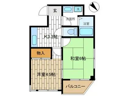 コスモタウン千代田(2K/3階)の間取り写真