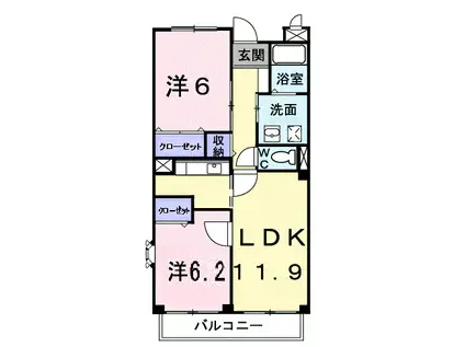 モア・エレガント(2LDK/2階)の間取り写真