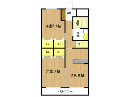 プレステージ ジン(2DK/3階)の間取り写真